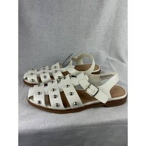 Universal Thread Womens White Studded Gladiator Sandals Flat Buckle 8.5 NEW